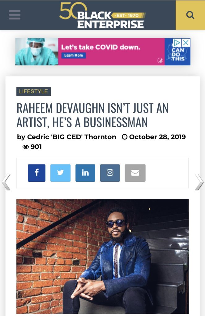 Black Enterprise: Raheem DeVaughn feature