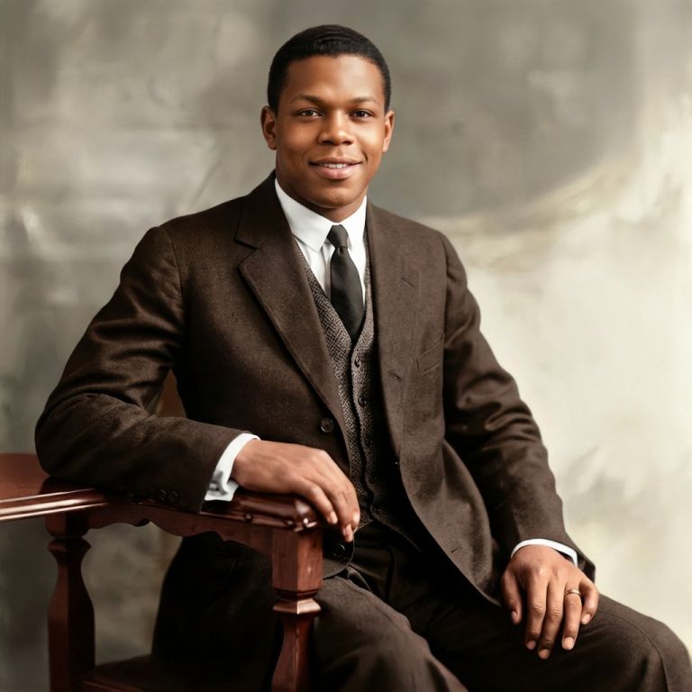 Restored and colorized vintage photo: Young man in a three-piece suit