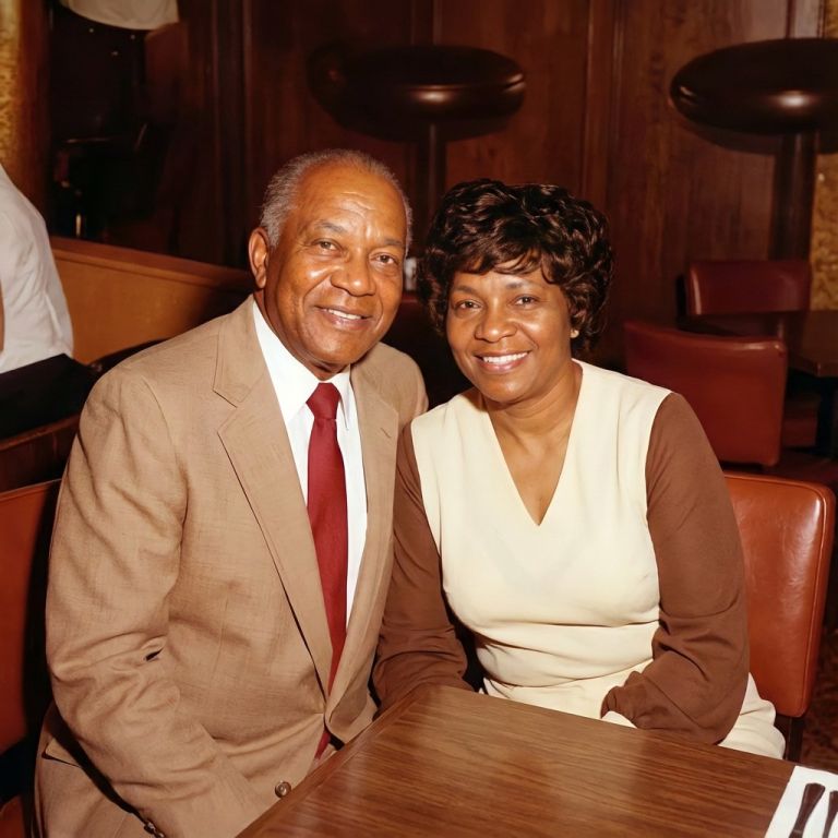 Restored and colorized vintage photo: Couple at dinner