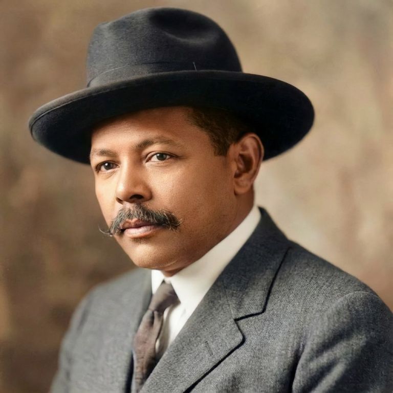 Restored and colorized vintage photo: Man in a fedora