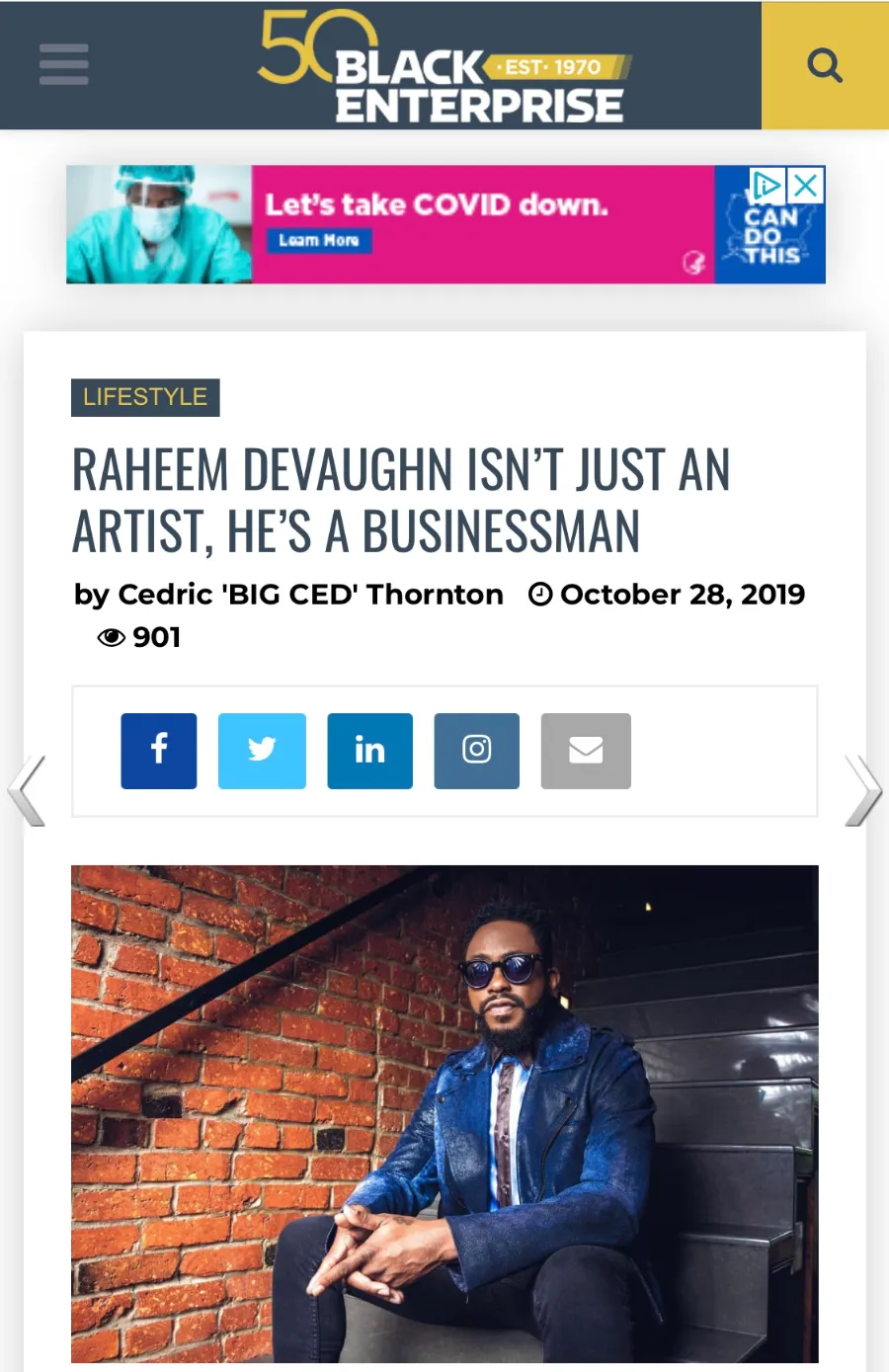 Black Enterprise: Raheem DeVaughn feature